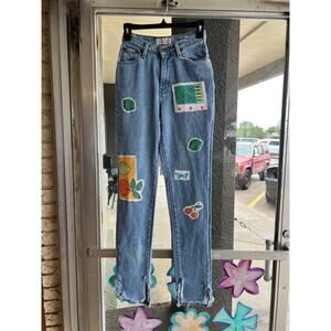 Reworked Graphite patchwork jeans size 3